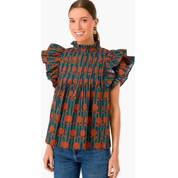 Oliphant Pintuck Ruffle Top size M medium - Picture 1 of 5